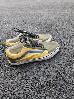 Vans Old Skool Checkerboard Multi Color Yellow Blue Green Men’s Size 12